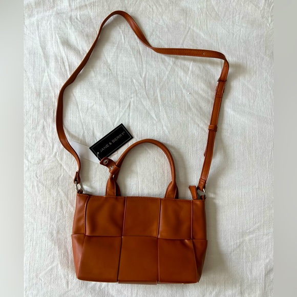 Cognac Basket Weave Handbag/Crossbody - Picture 3 of 3